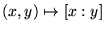 (x,y) -> [x:y]