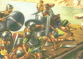 [Roman soldier in action]